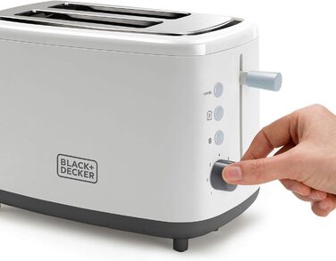 Тостер Black+Decker BXTOA820E, 820Вт, 2 широкі відділення, 7 режимів, підставка для булочок, білий