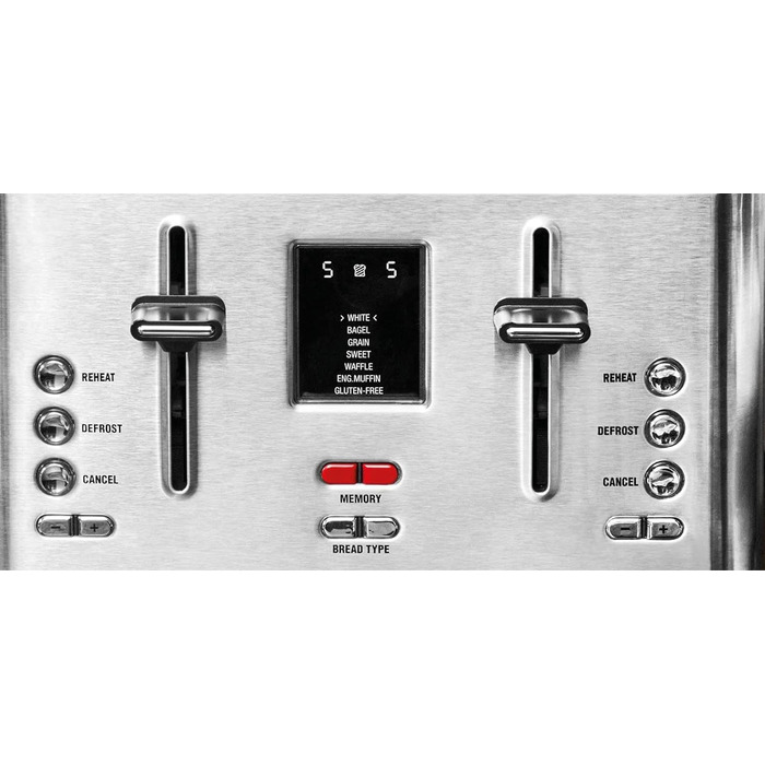 Тостер електричний GASTROBACK Design Toaster Digital 4S, 4 тости, нержавіюча сталь, сріблястий, 7 програм, LCD-дисплей, 950 Вт