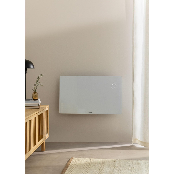 Електричний конвектор з Wi-Fi 2000 Вт, скляний, білий, LED-екран