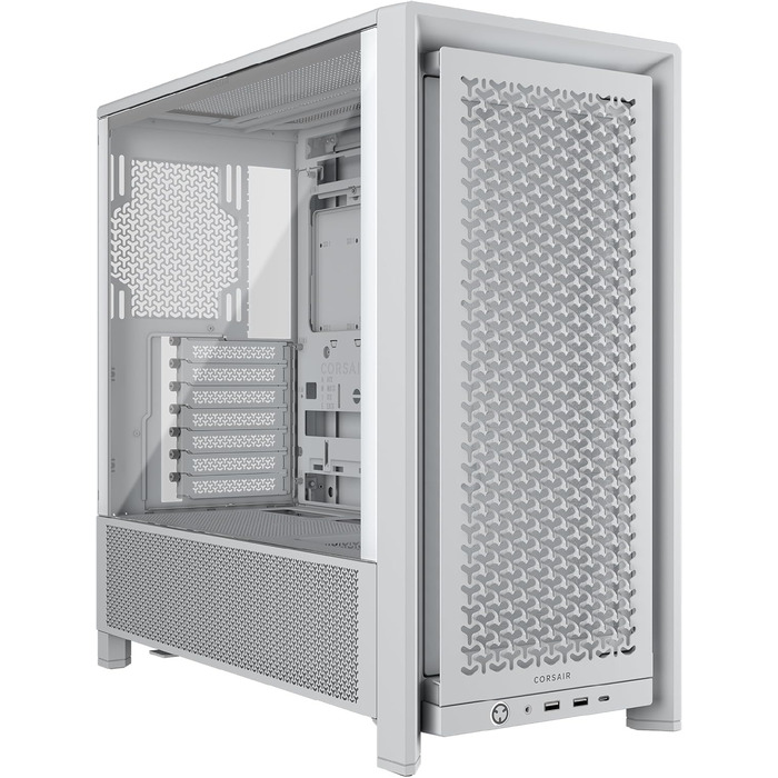 Корпус для ПК CORSAIR 4000D, модульний, Mid-Tower ATX, білий, високий повітряний потік, система монтажу вентиляторів InfiniRail™, сумісний з ASUS BTF, MSI Project Zero, Gigabyte Project Stealth