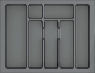 Sossai® лоток для столових приборів Divio для шухляд 60 см, антрацитовий, 53x43 см, 7 відділень, органайзер для кухні, можна обрізати