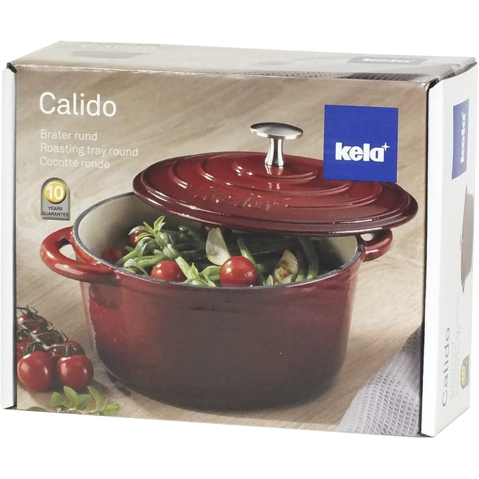 Каструля Kela Calido з чавуну, кругла, 2,5 л, червона, 21 см