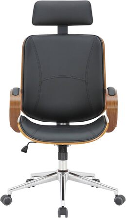 Офісне крісло CLP Dayton з підголівником, ергономічний обертовий стілець з екошкіри, функція гойдання, витримує до 150 кг, колір горіх/чорний