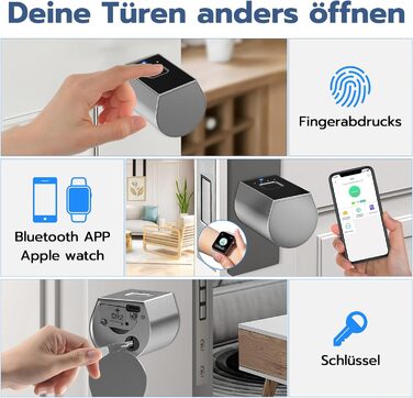 Розумний дверний замок Eseesmart з відбитком пальця, електронний Bluetooth замок 80 мм з циліндром, 2 ключі, керування через додаток