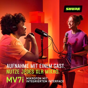 Мікрофон Shure MV7i Smart Podcast з вбудованим аудіоінтерфейсом, комплект для подкастингу, 2-канальний, Dual-XLR для мікрофонів або інструментів, USB-C підключення до ПК/телефону