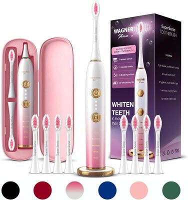 Електрична зубна щітка Wagner Stern WHITEN+ Edition з датчиком тиску, 5 режимів чищення, 3 рівні інтенсивності, 8 насадок, етитуй. Колір: зелений (магнолія)