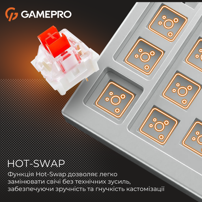Дротова механічна клавіатура GamePro Genesis Joker (MK124W) 87% Red switches