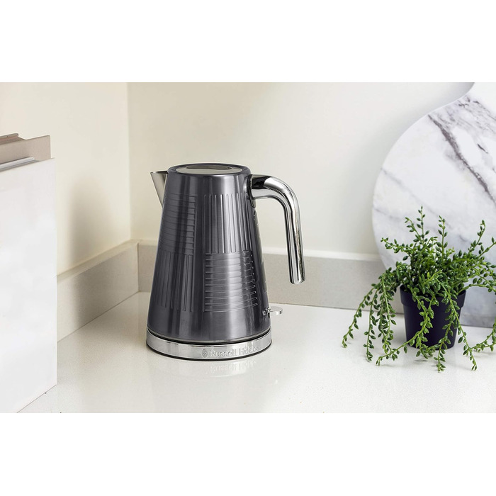 Тостер Russell Hobbs Geo Edelstahl Grau на 2 тости, нержавіюча сталь, сірий. Широкі слоти, підставка для булочок, 6 режимів, розморожування, підігрів, швидкий нагрів 1640 Вт