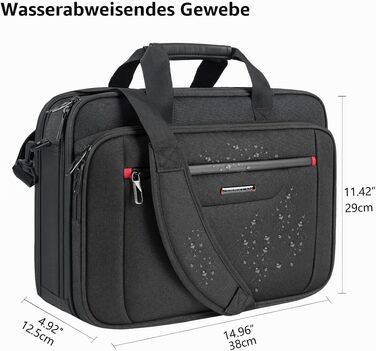 Сумка для ноутбука VANKEAN Premium Briefcase, захисний чохол для ноутбука до 15.6 дюймів (Чорний/Червоний)