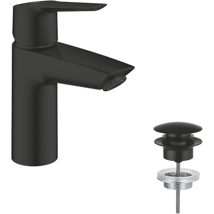 Змішувач для ванної кімнати Grohe Start, економічний, з холодною водою в середній позиції, з висувним зливом, 17 см, хром, 23551002 (Push-Open, економія води)