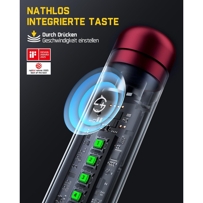 Multifunkціональний акумуляторний інструмент Fanttik F2 Master Mini (Полірування, 3D-друк, гравірування) - 35 насадок, 5 швидкостей, 25000 об/хв, червоний
