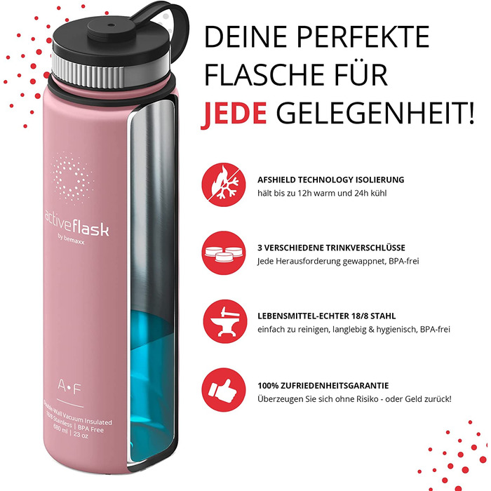 Термос-бутилка з нержавіючої сталі ACTIVE FLASK із соломинкою, 3 кришки, BPA-free, герметична, для газованої води, велосипедна ізотермічна пляшка для води, спорту, дітей, чаю