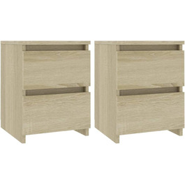 vidaXL Комплект з 2 тумбочок з 2 шухлядами, дуб сонома, 30x30x40 см, ДСП, приліжкові тумби для спальні