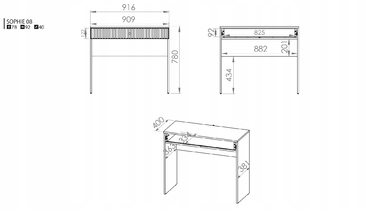 Туалетний столик ML Meble, відтінки бежевого, матовий, 92 x 78 x 40 см