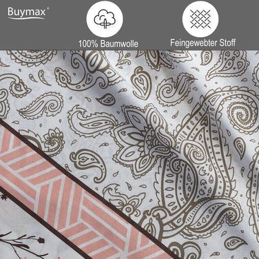 Комплект постільної білизни Buymax Renforcé з 100% бавовни, 2 підковдри 155x220 см та 2 наволочки 80x80 см, гіпоалергенна сертифікація Oeko-TEX, на блискавці