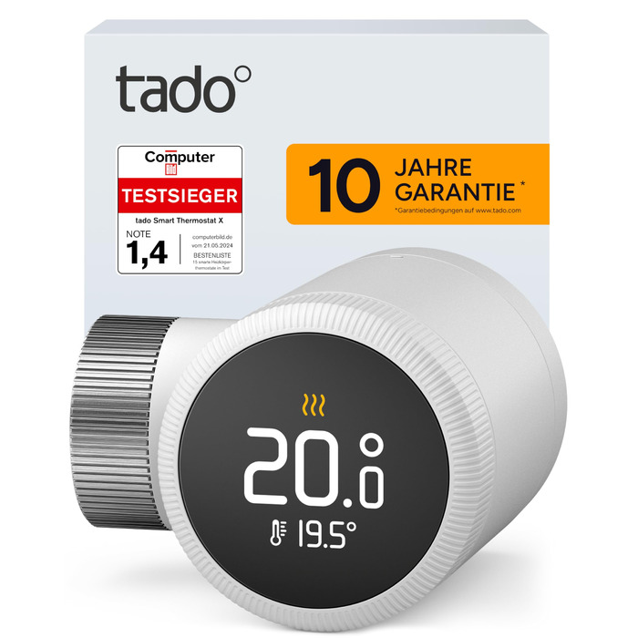 tado Smartes Heizkörperthermostat X: Розумний термостат для радіатора з керуванням через додаток та голосових помічників (Alexa, Siri, Google Assistant), енергозбереження, DIY монтаж