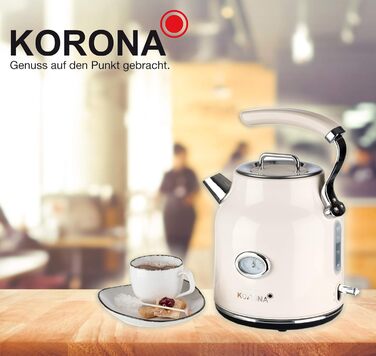 Електрочайник Korona 20666 ретро, 1,7 л, 2200 Вт, кремовий, з термометром, фільтр від накипу, для чаю та кави