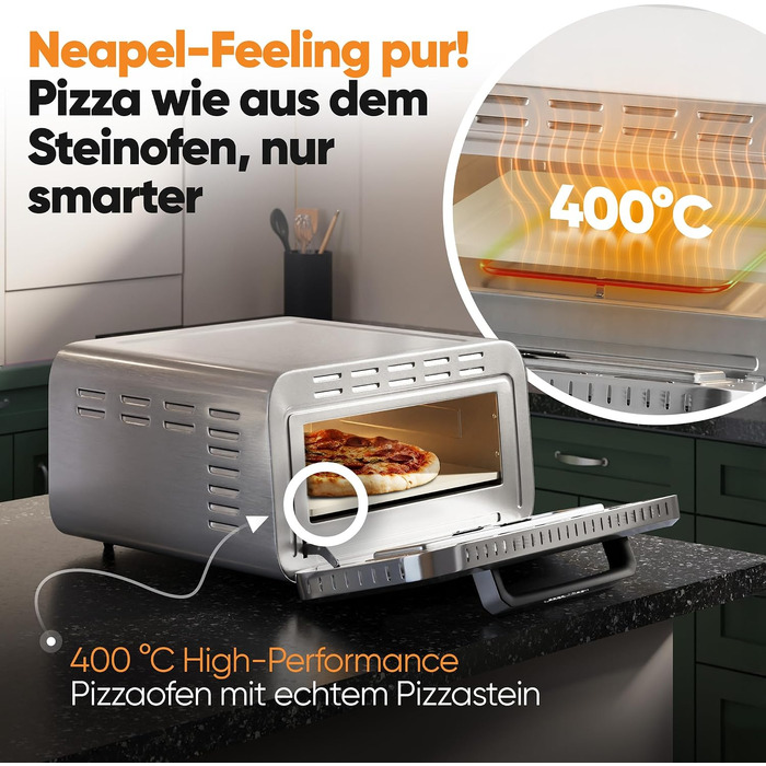 Електрична піч для піци ProfiCook PC PO 1323 з піцельним каменем, до 400°C, з лопаткою для піци