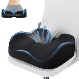 Ортопедична подушка під сидіння Benazcap з ефектом пам'яті (Memory Foam) — ергономічна подушка для розвантаження тиску, для офісного стільця, авто та геймерського крісла, зі знімним чохлом, 42x18x20 см