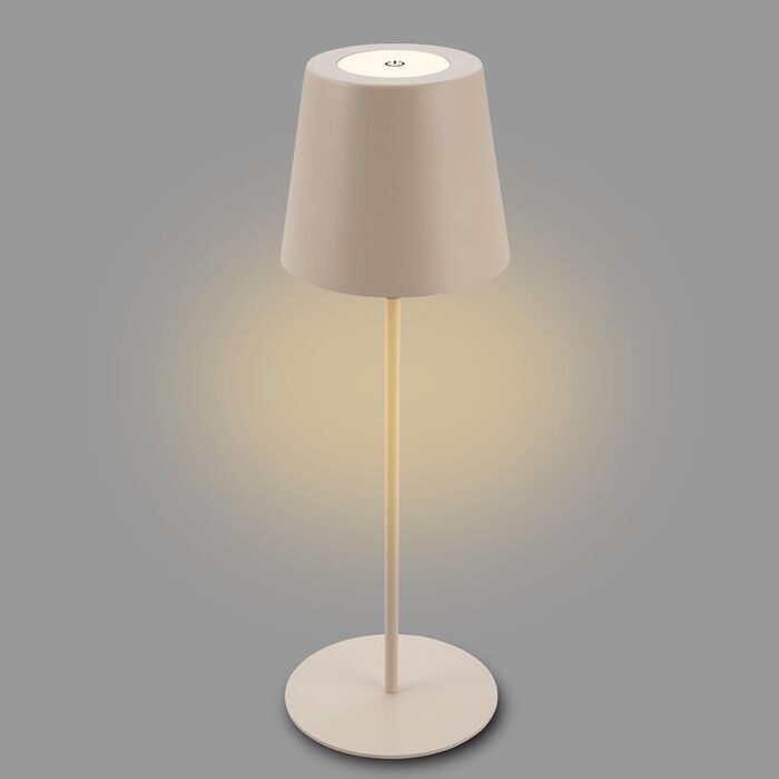 BRILONER бездротова LED настільна лампа з димером, сенсорним керуванням, акумуляторна, регульована по висоті, нічник, лампа для читання, кемпінгу та вулиці, 36x10,5 см, бежева
