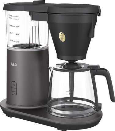 Кавоварка AEG CM7-1-4MTM, 9 чашок, скляний глечик, вибір аромату, антикрапельна система, автоматичне вимкнення, сіра