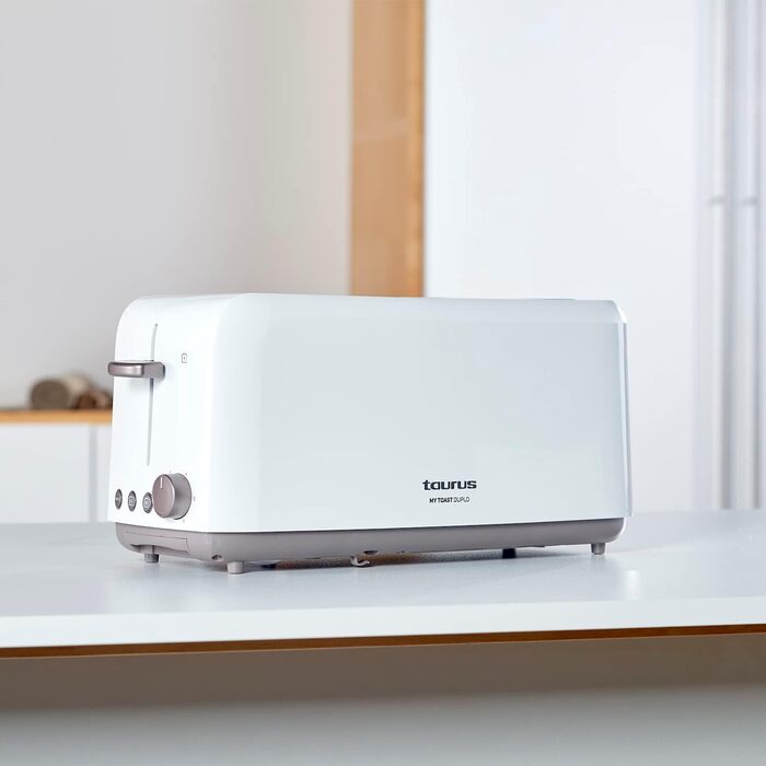Тостер Taurus Mytoast Duplo 1450Вт, 2 довгі відсіки, 7 режимів, автоматичне центрування, піддон для крихт, функції розігріву, розморожування та стоп