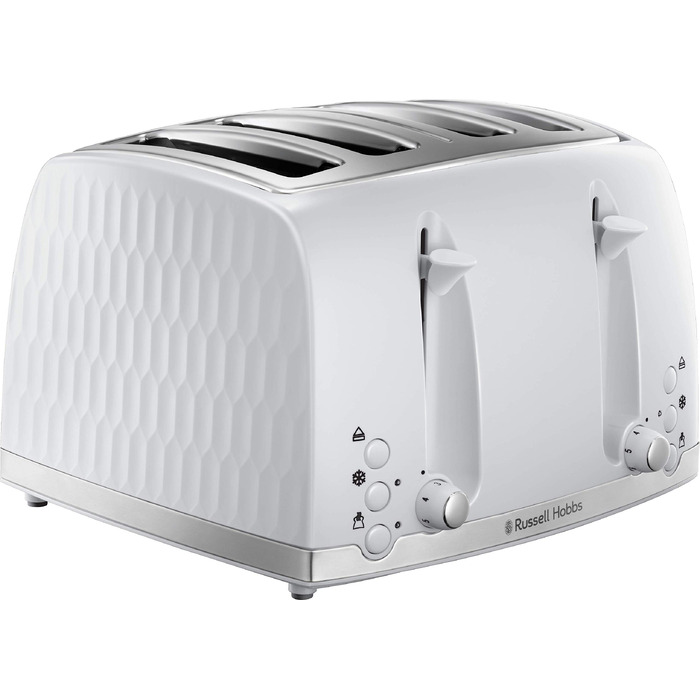 Тостер Russell Hobbs 26071 на 4 тости, білий – з широкими слотами та підйомом тостів