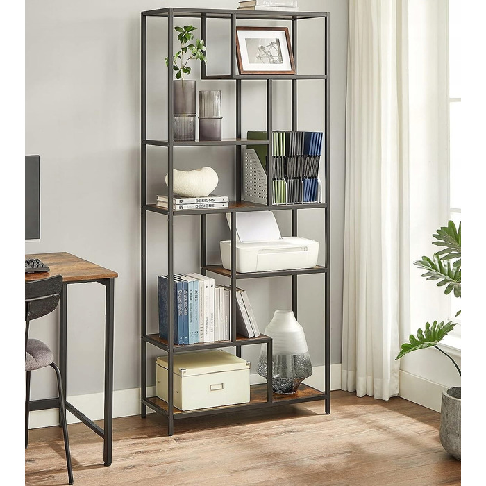 Стелаж Songmics у стилі лофт, 80 x 30 x 180 см, чорний/рустикальний дуб