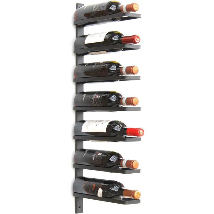Металева полиця для вина DanDiBo на стіну, чорна, 93885 - для 7 пляшок, сучасний дизайн