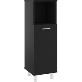 Шафа для ванної vidaXL, 3 полиці, 1 дверцята, чорна, 30x30x95 см, ДСП