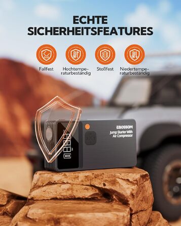 Бустер-стартер для авто 7-в-1 з портативним компресором, Powerbank 12000mAh, LED-ліхтарем та USB-C зарядкою, набір для екстреної допомоги JC8