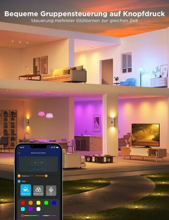 Розумна LED лампа Govee GU10 RGBWW, Matter, Alexa, Google Home, 400Лм, WLAN, регулювання яскравості, зміна кольорів, синхронізація з музикою, 4 шт