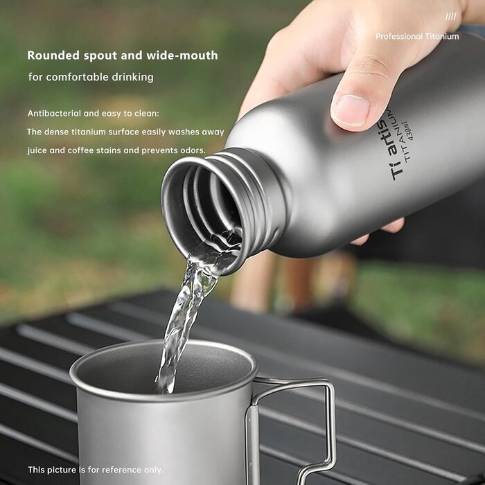Титанова пляшка для води Ti Artisan Titan-Trinkflasche 750 мл: спортивна, легка, герметична для кемпінгу, хайкінгу, велоспорту