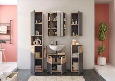 Високий шафа для ванної Xonox Home Mason X12B8711, сірий, 37x190x34 см