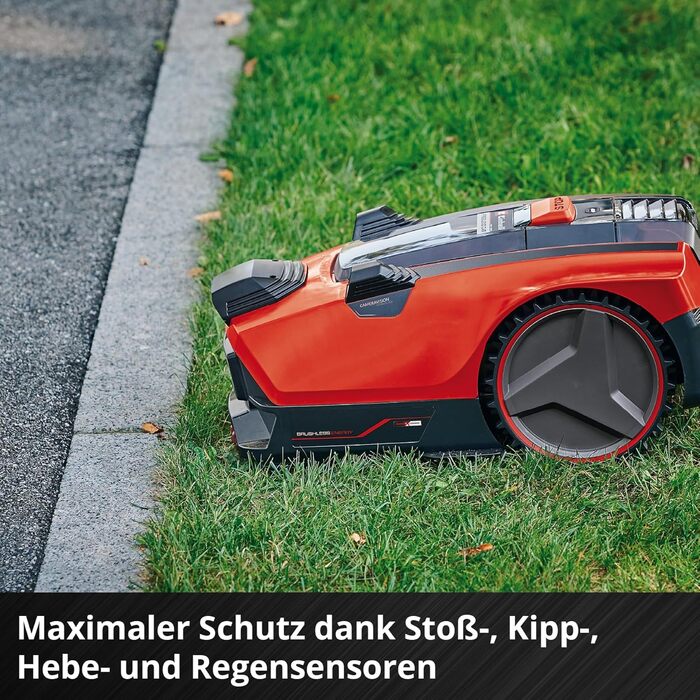 Газонокосарка-робот Einhell FREELEXO CAM 500 Power X-Change, 18V, безщітковий двигун, камера замість обмежувального дроту, для газонів до 500 м², ширина скошування 18 см, до 25% нахилу, акумулятор 3,0 Ah, 5 м магнітної стрічки