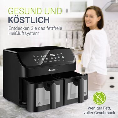 Juskys аерофритюрниця 9 л з двома кошиками, тефлонове покриття, 9 програм, Smart Finish, XXL