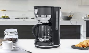 Кавоварка MUSE MS-220 DG з глечиком, 10 чашок, з функцією підігріву, скляна каністра, нержавіюча сталь, сіра