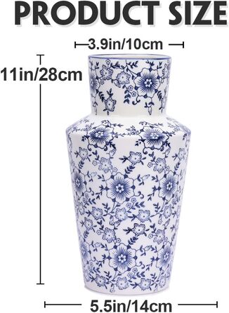 Ваза керамічна Blau-weiße Blumenvase в стилі Chinoiserie 27.9 см, вінтажна ваза для квітів, декор в сільському стилі