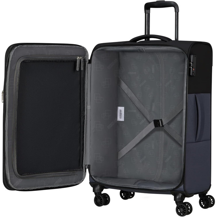 Валіза American Tourister Daring Dash Spinner M, розширювана, 66.5 см, 67/75 л, чорний/сірий