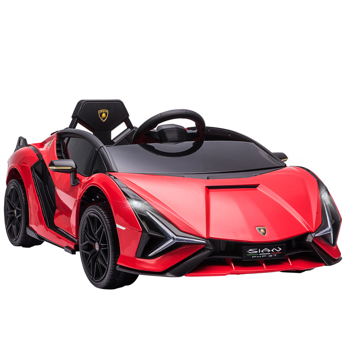 Дитячий електромобіль 12V, 2 режими руху, Lamborghini Sian SUV, іграшковий електромобіль з пультом дистанційного керування, музикою (MP3/USB), світлом, для дітей 3-5 років (37-60 місяців), металевий, червоний, розміри: 108 x 62 x 40 см
