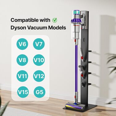 Підставка для акумуляторного пилососа Dyson з 4 гаками та 4 полицями (Gen5, V15, V12, V11, V10, V8, V7, V6) без свердління