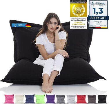 Оригінальний мішок-крісло LAZY BAG XXL 180x140 см, 400 л, бавовна, ергономічний, чорний, знімний чохол