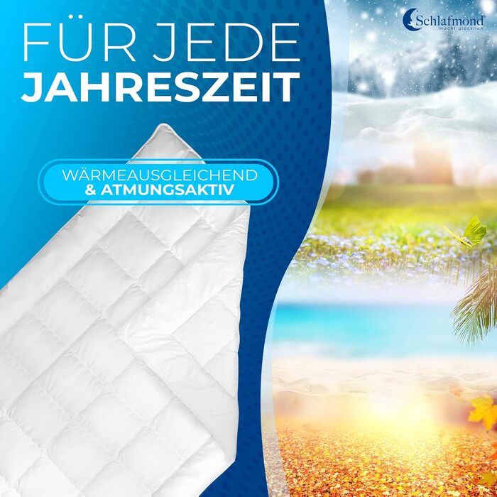 Всесезонна ковдра Schlafmond Medicus Clean 200x200 см, гіпоалергенна з терморегуляцією, бавовняна стібана ковдра, Made in Germany