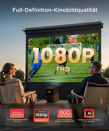 Проєктор TCL A1s 4K Full HD Google TV/Netflix: Dolby Audio, Bluetooth, WiFi, Автофокус, Корекція трапеції 6D для дому та ігор