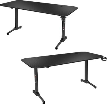 Ігровий стіл Huzaro Hero 4.7 XXL 160x75 см, карбон, з органайзером для кабелів та килимком для миші, чорний, для геймерів, комп'ютерний, офісний
