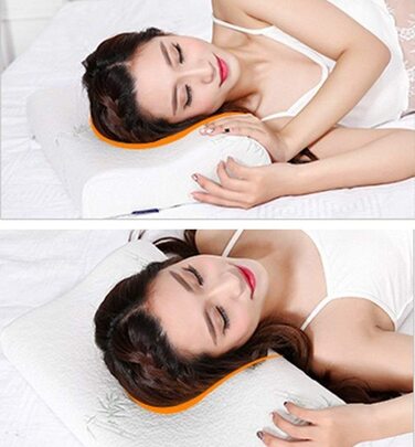 Подушка ортопедична з піни Memory Foam для глибокого сну, бамбукова, біла, гіпоалергенна, знімний чохол