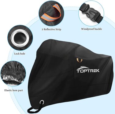 Водонепроникний чохол для мотоцикла XXL Toptrek, зимовий, з отвором для замка, для Harley-Davidson, Honda, Suzuki, Kawasaki, 245x105x125 см