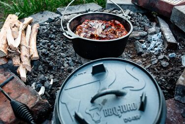 Чавунний казанок BBQ-Toro Dutch Oven Premium Serie 9,0 л (DO9P) без ніжок, підготовлений до використання (preseasoned) з кришкою