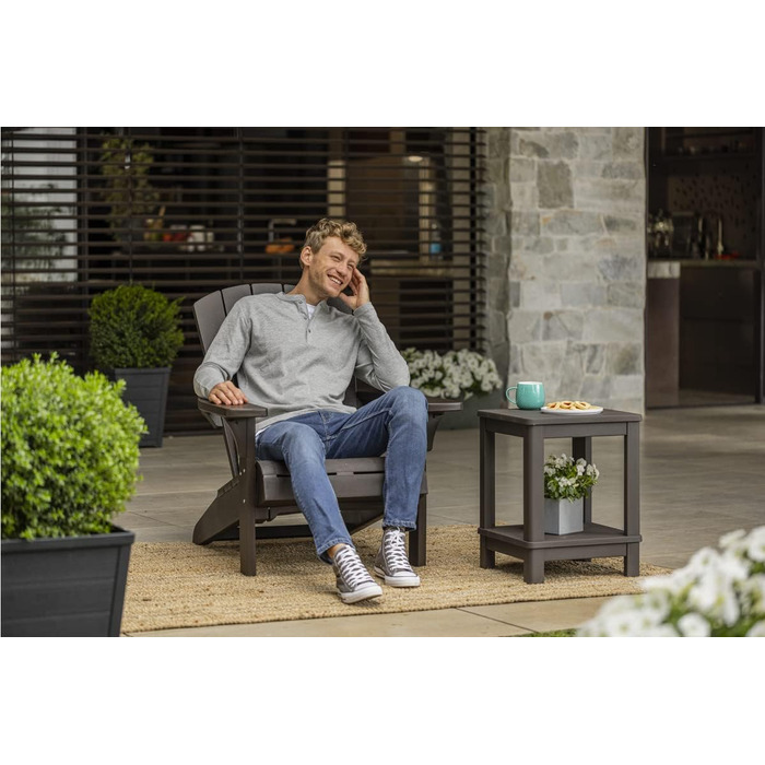 Стілець Keter Adirondack Allibert Troy пластиковий для саду і тераси, антрацит, 93x81x96.5 см, вуличний, стійкий до погодних умов