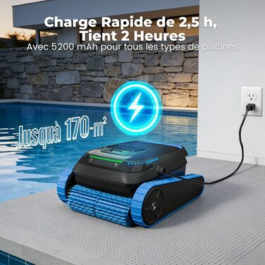 Робот-пилосос для басейну PC20 Poolroboter (2026) з Wi-Fi, очищення дна, стін та водної лінії, до 170 м²